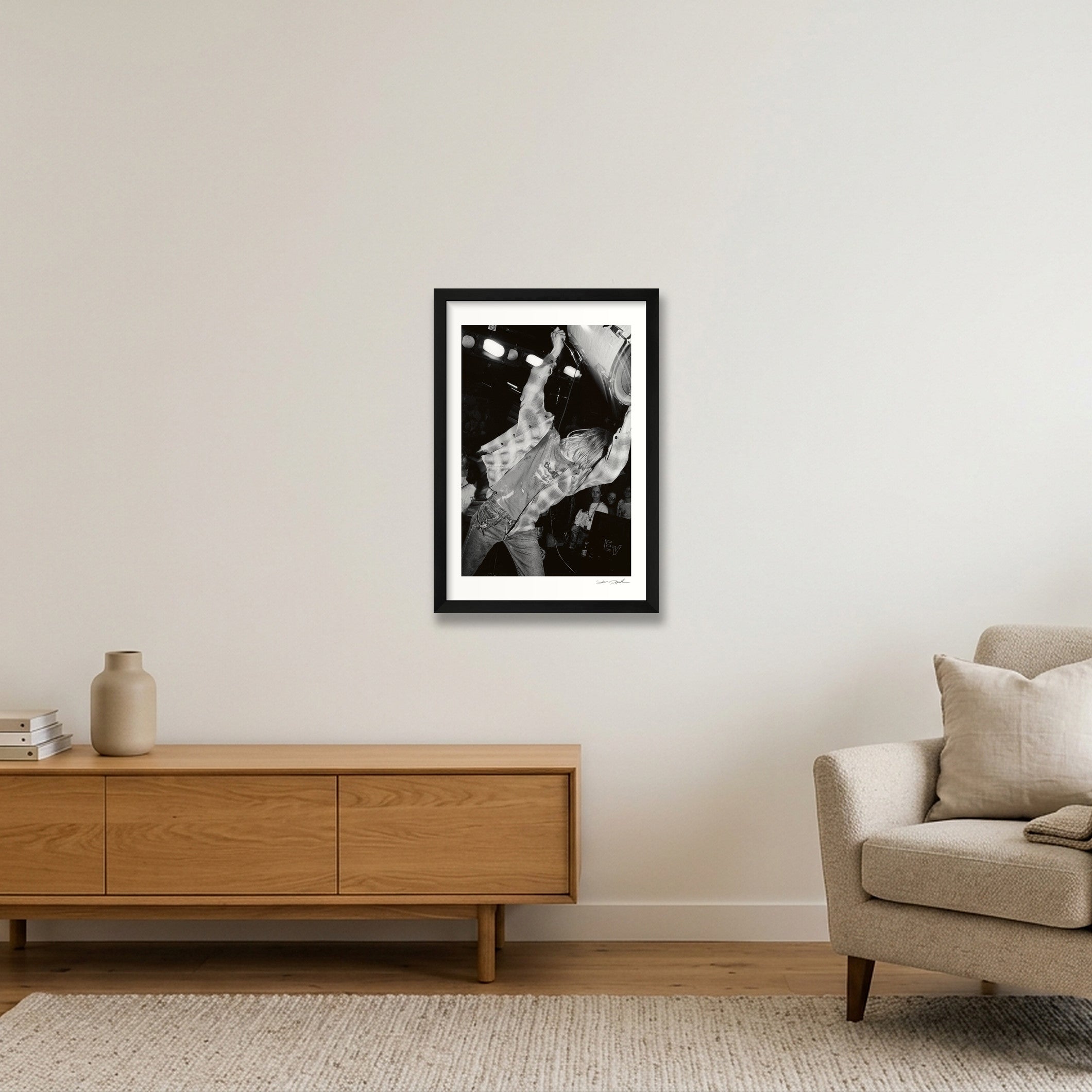 Kurt Cobain - Nirvana - Pyramid Club NYC - Breaking the Set — 30×45cm, 12×18" Black Frame