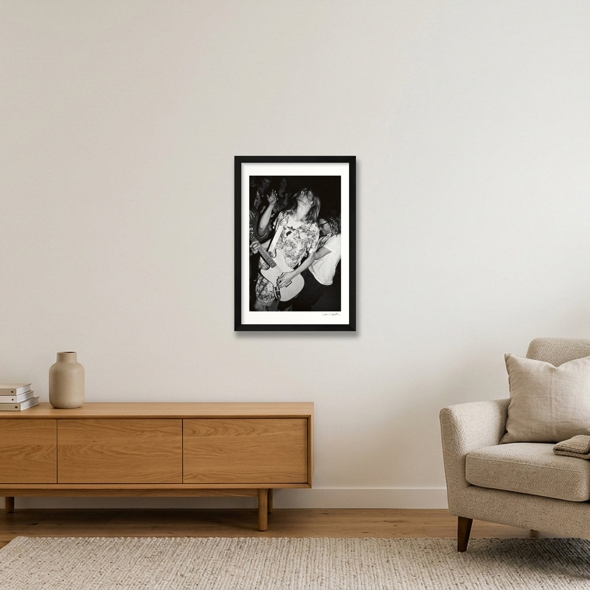 Kurt Cobain - In a dress, in the crowd — 30×45cm, 12×18" Black Frame