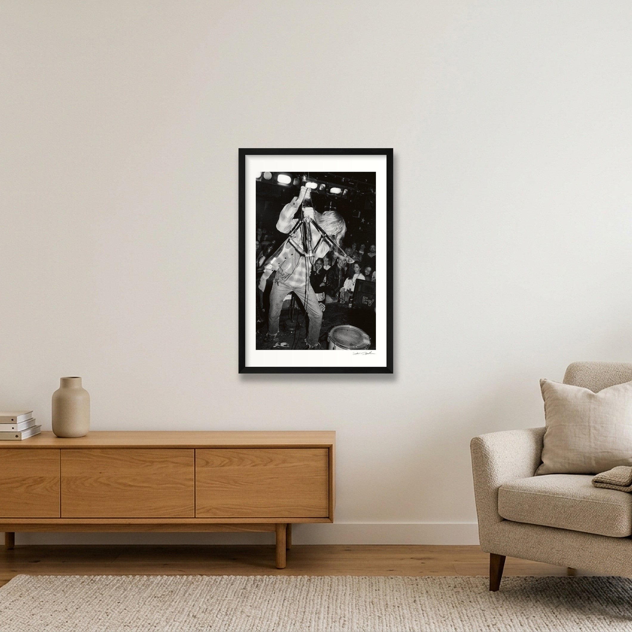 Kurt Cobain - Nirvana - Pyramid Club NYC - The Cymbal Stand — 40×60cm, 16×24" Black Frame