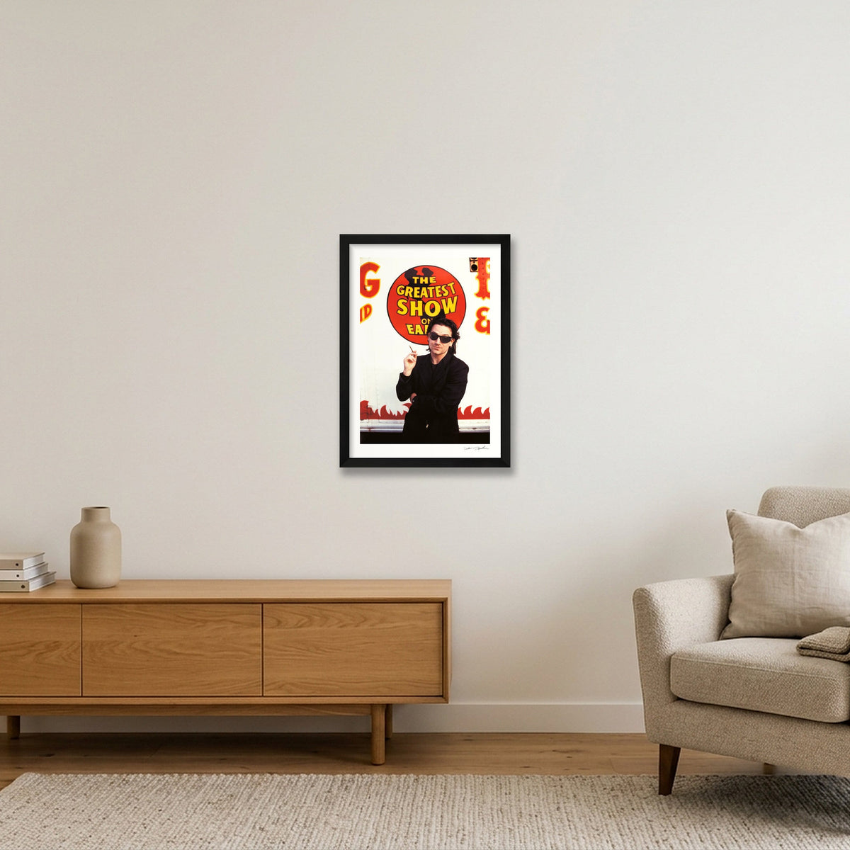 Bono - U2 - The Greatest Show on Earth — A3 (30×42cm, 12×17") Black Frame