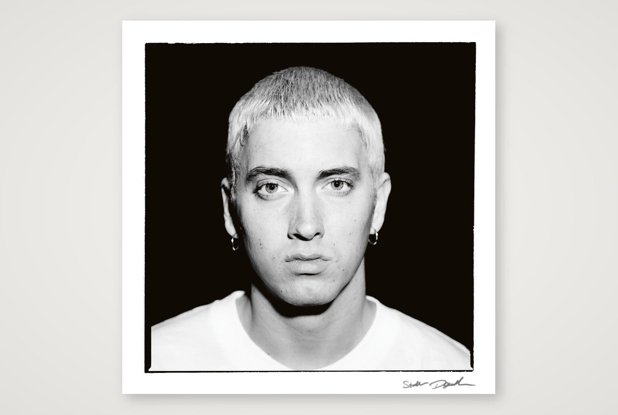 Eminem - Black & White - Black Background Look 1 — 42×42cm, 17×17" Print only