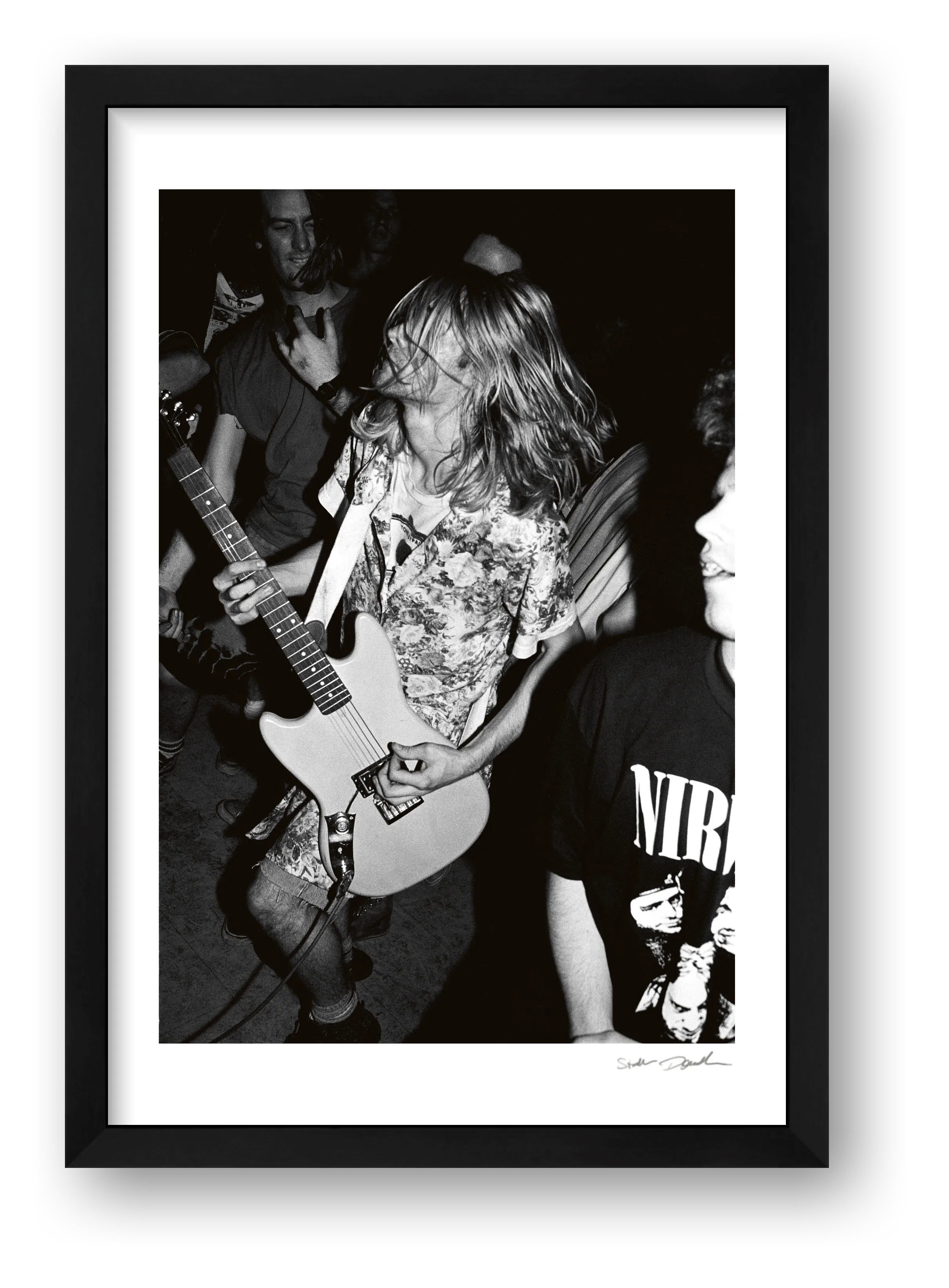 Kurt Cobain - In the crowd, rocking out — framed