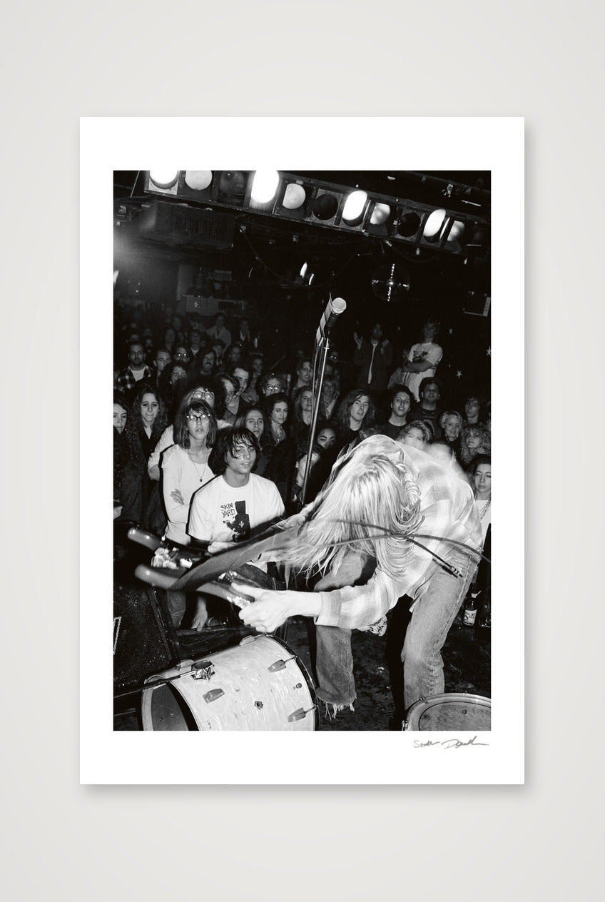 Kurt Cobain - Nirvana - Pyramid Club NYC - Taking It Out on the Kit — 30×45cm, 12×18" Print only