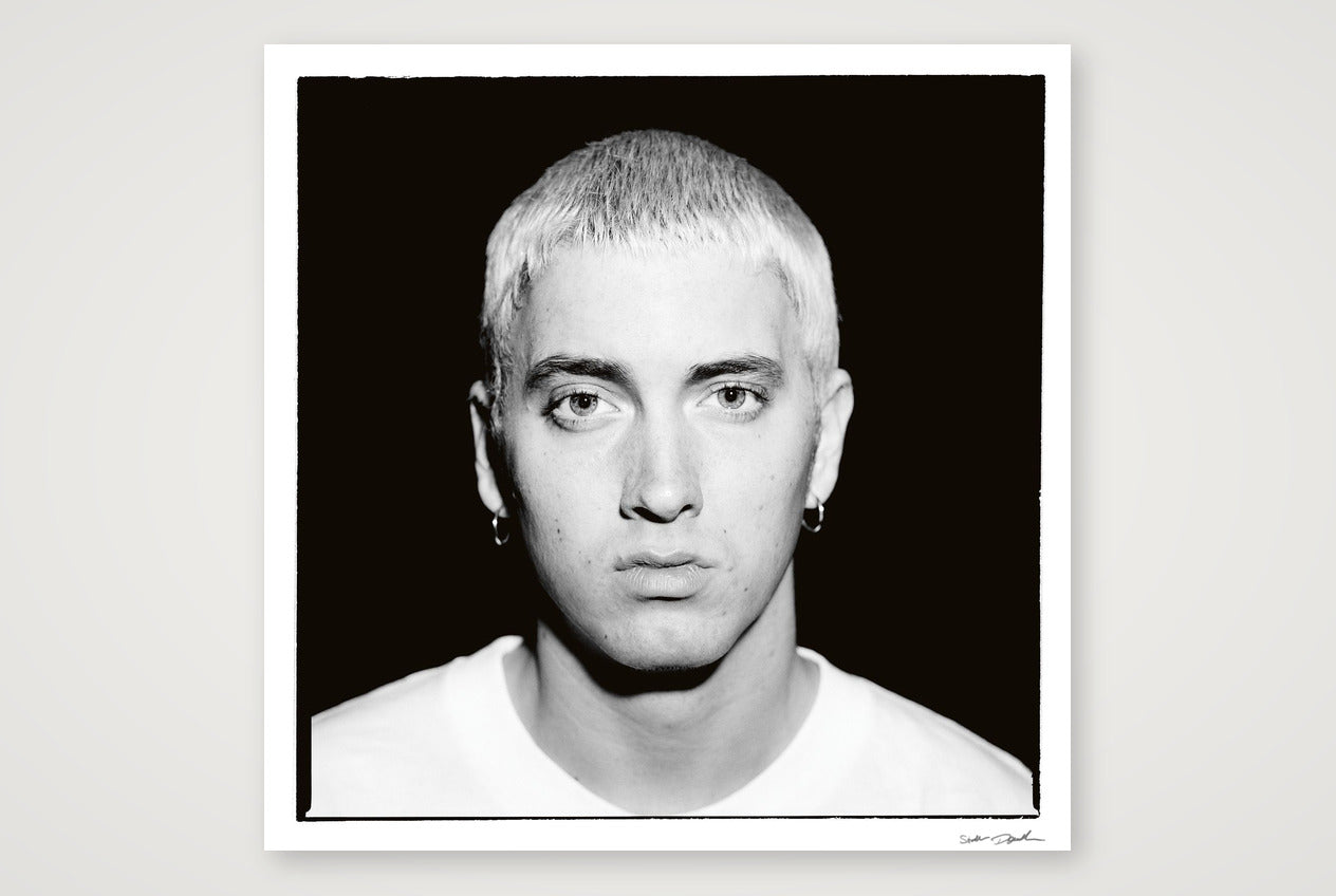 Eminem - Black & White - Black Background Look 1 — 84×84cm, 33×33" Print only