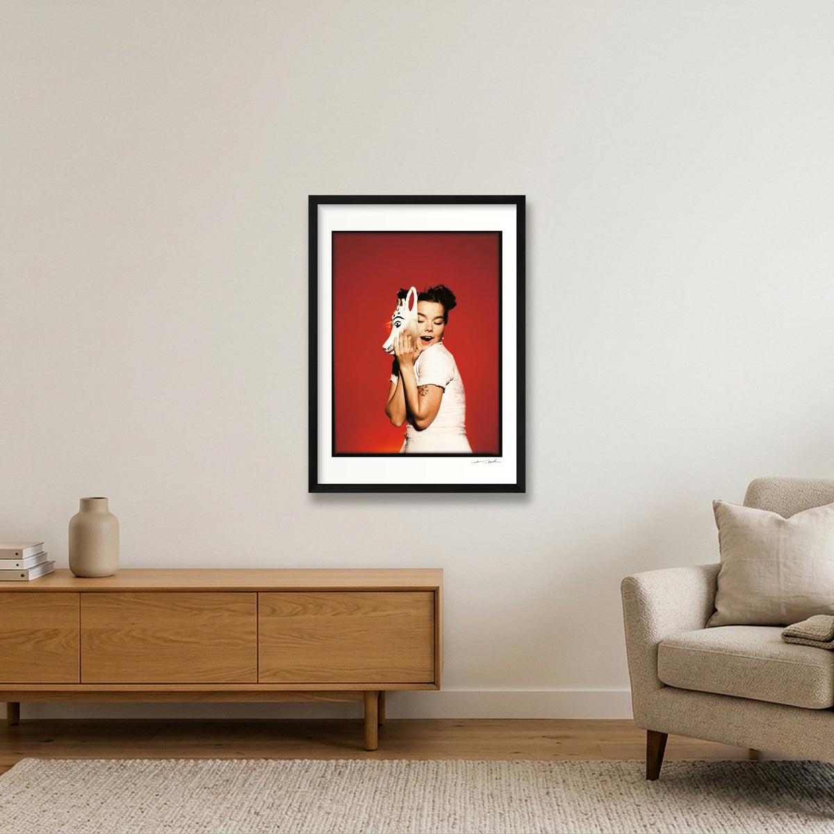 Björk Studio with Mask - Look 1 - Colour Transparency - 1995 — 42×59cm, 17×23" Black Frame