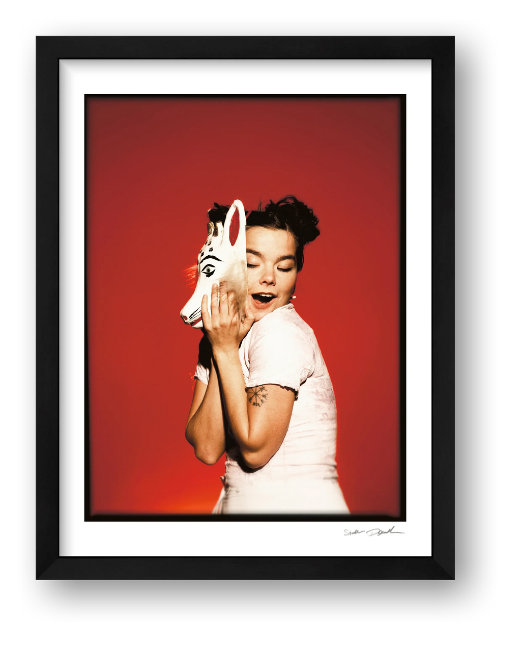 Björk Studio with Mask - Look 1 - Colour Transparency - 1995 — framed