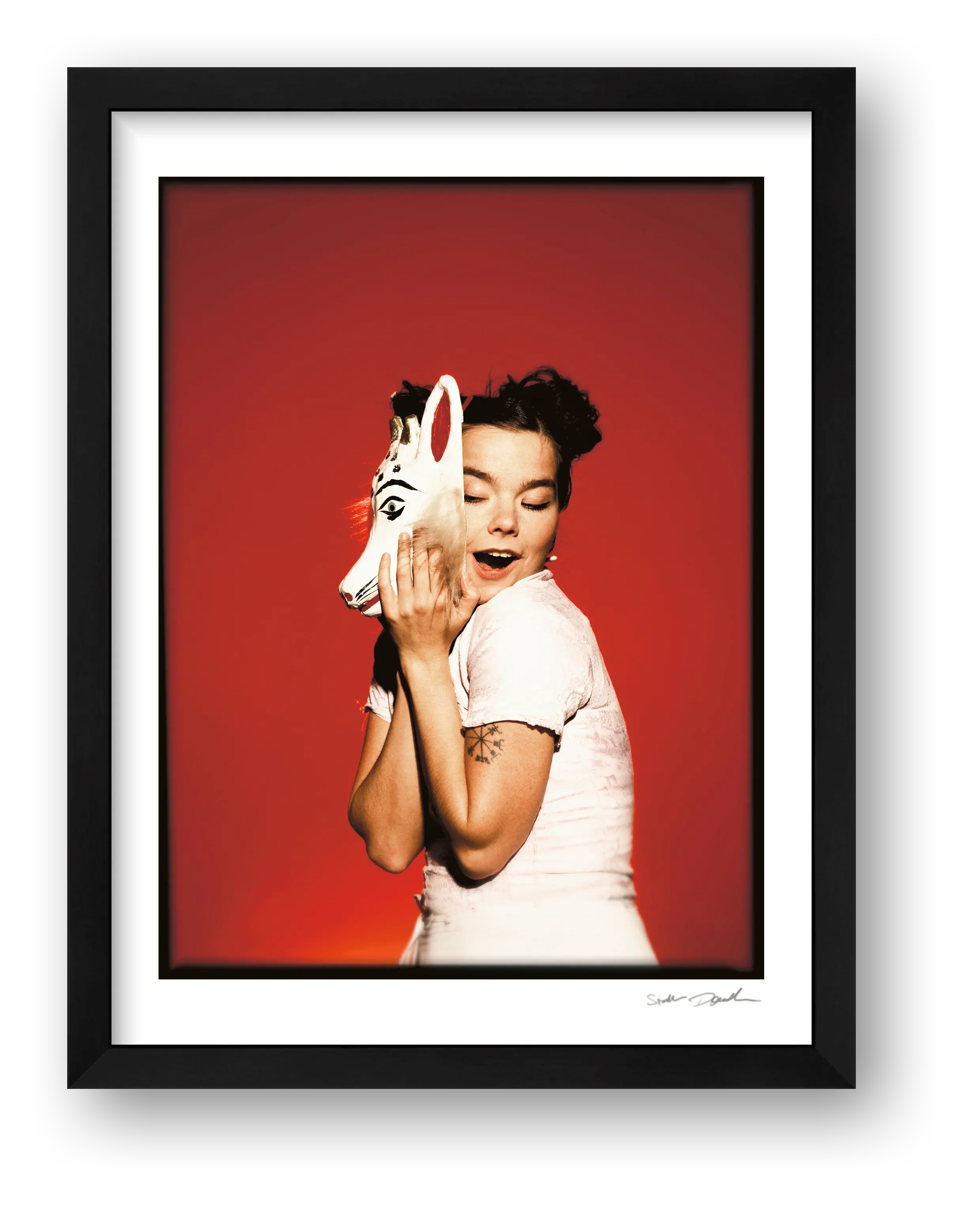 Björk Studio with Mask - Look 1 - Colour Transparency - 1995 — framed
