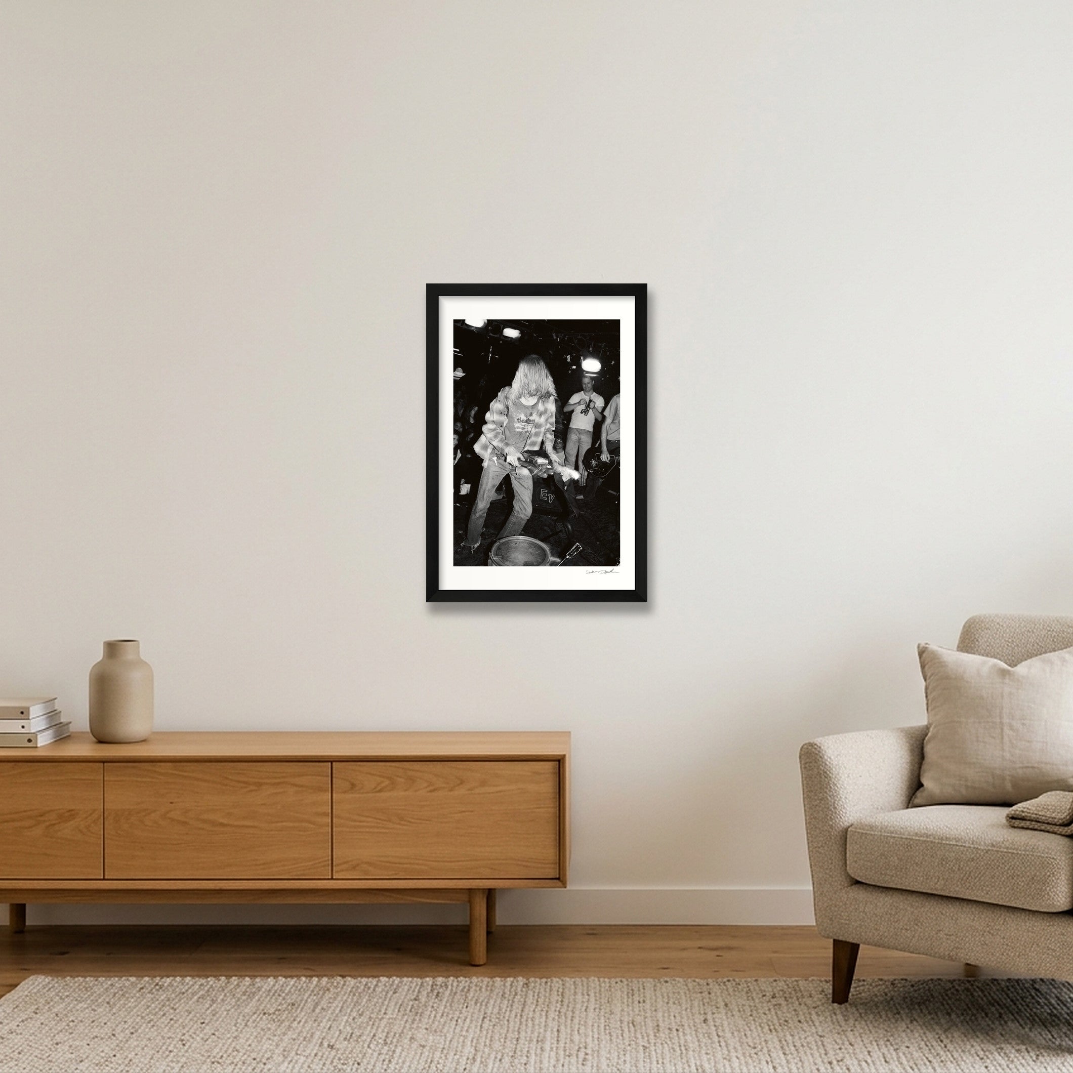 Kurt Cobain - Nirvana - Pyramid Club NYC - Taking It Out on the Guitar — 30×45cm, 12×18" Black Frame