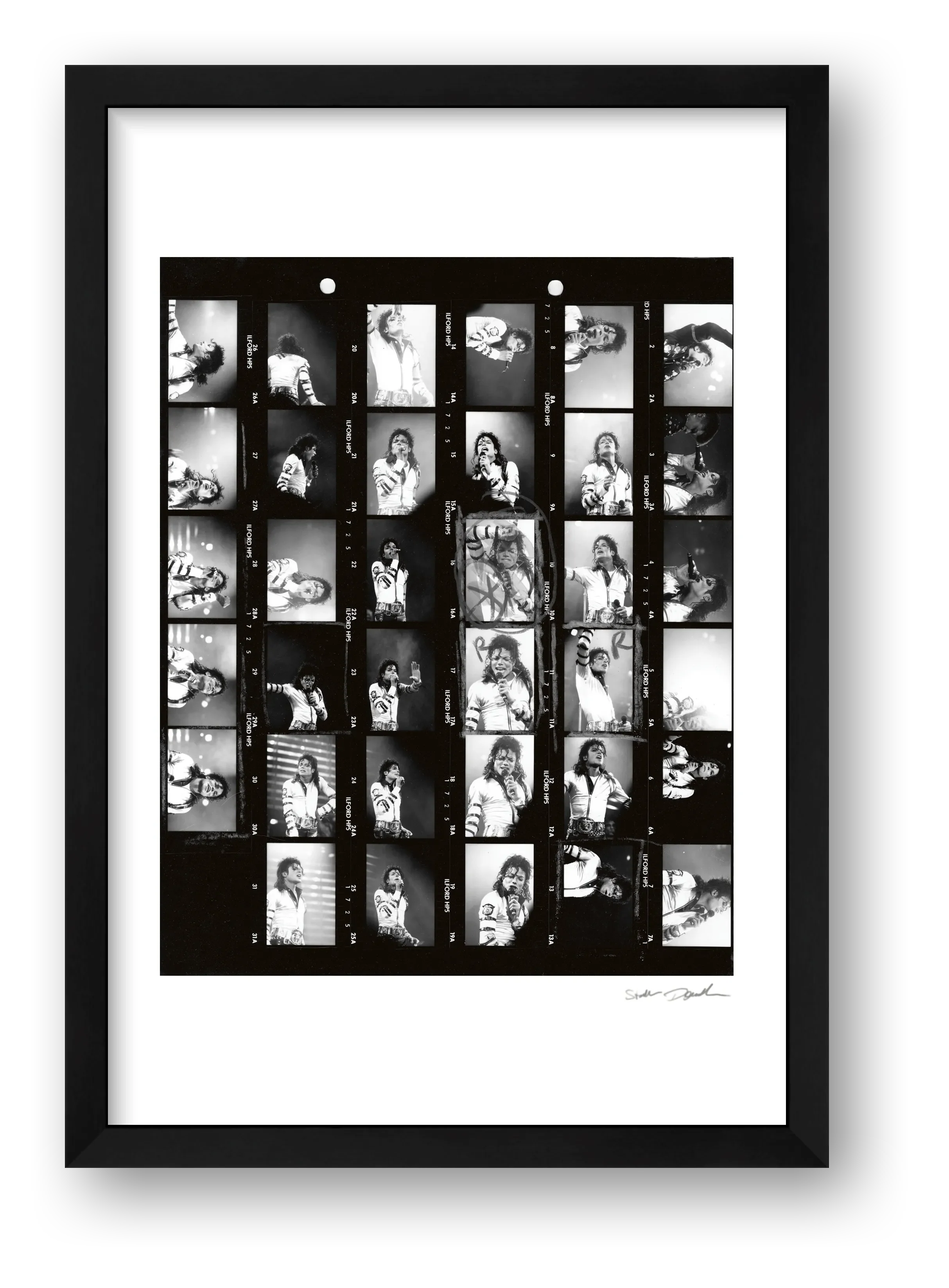 Michael Jackson - Wembley - Roll 11B Contact Sheet — framed