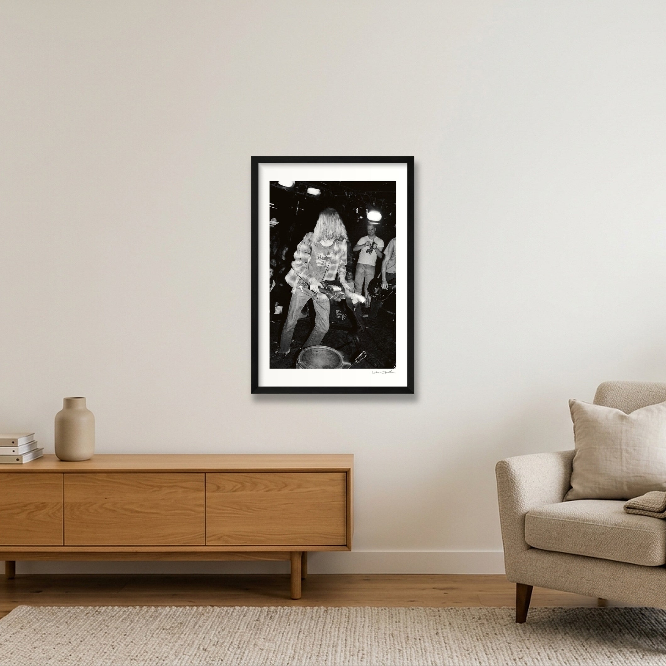 Kurt Cobain - Nirvana - Pyramid Club NYC - Taking It Out on the Guitar — 40×60cm, 16×24" Black Frame