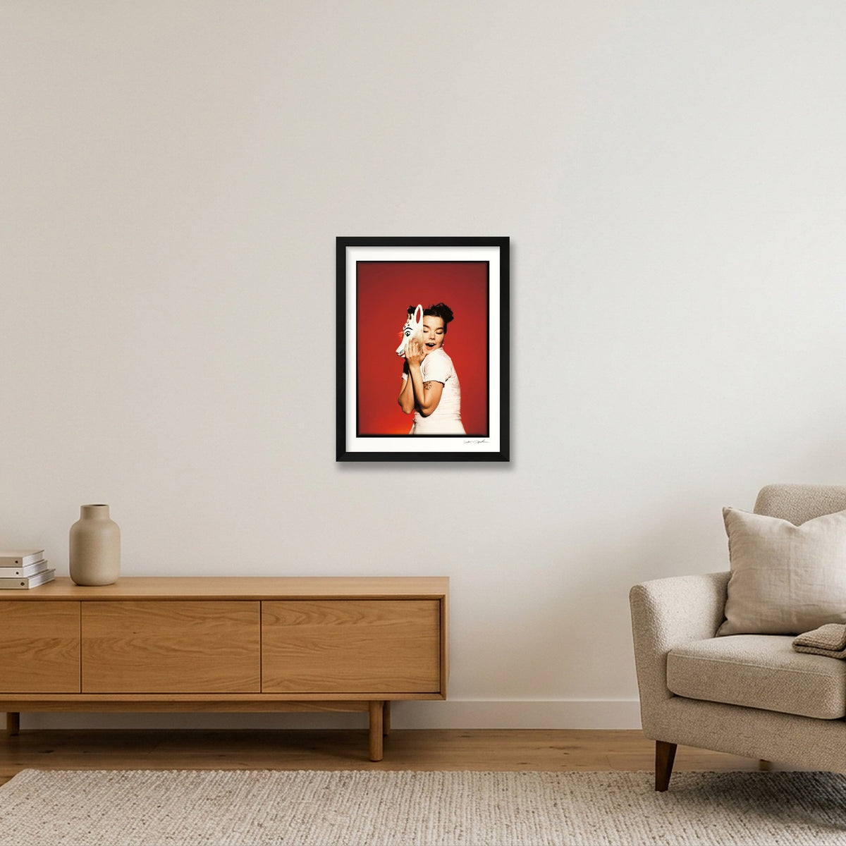 Björk Studio with Mask - Look 1 - Colour Transparency - 1995 — 30×40cm, 12×16" Black Frame