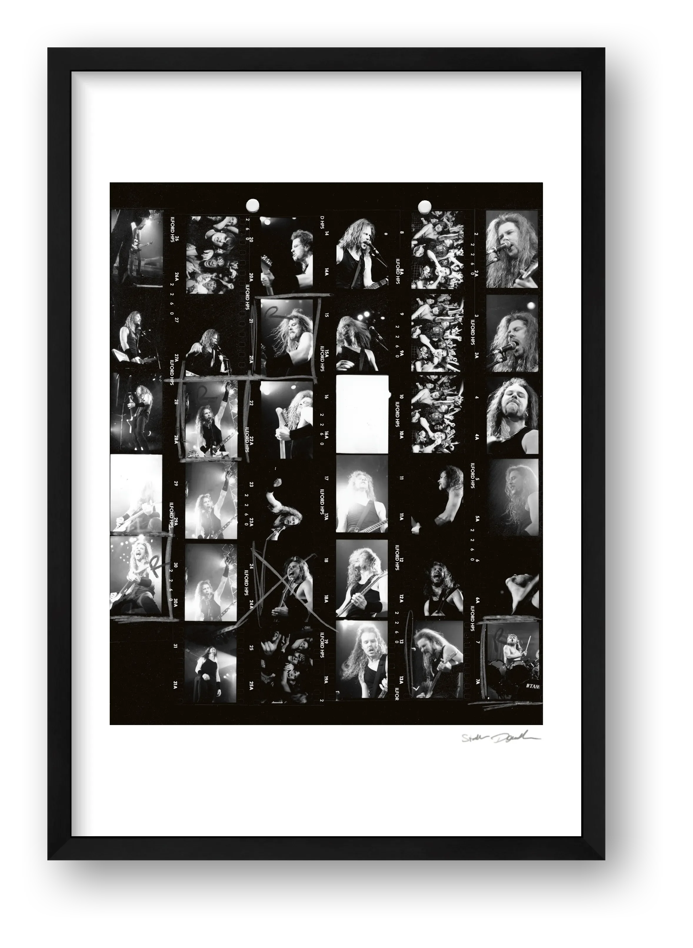 Metallica – Houston 1989 – Contact Sheet A — framed
