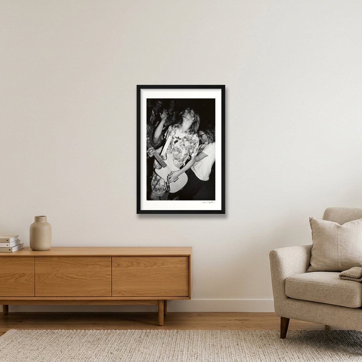 Kurt Cobain - In a dress, in the crowd — 40×60cm, 16×24" Black Frame